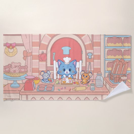 Serviette De Plage Anime Tom, Jerry et boulangerie Tuffy (Devant)