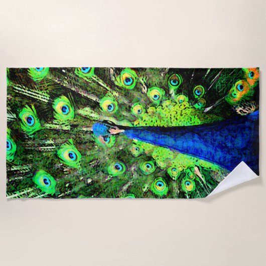 Serviette de plage animée Peacock (Devant)