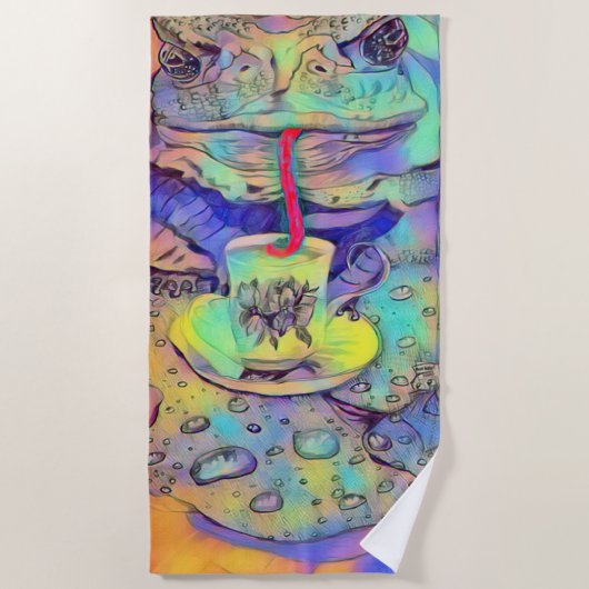 Serviette De Plage Anne Marie Toad 🐸 Et Tea 🫖 (Devant)