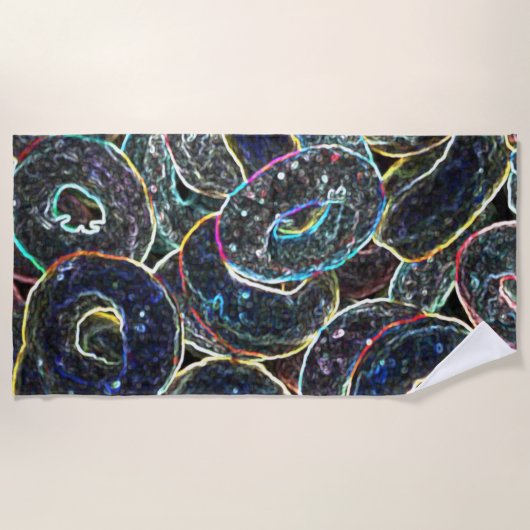 Serviette De Plage Anneaux de Neon (Devant)