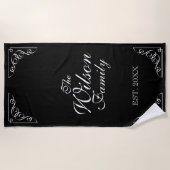 Serviette De Plage Année d'établissement de l'élégant nom de famille  (Devant)