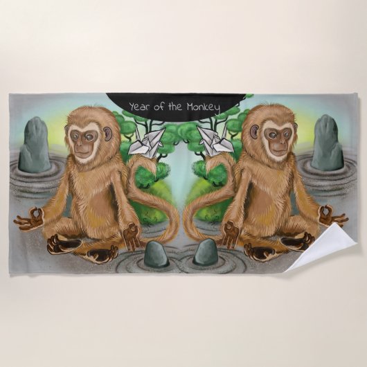 Serviette De Plage Année du singe chinois Zodiac (Devant)