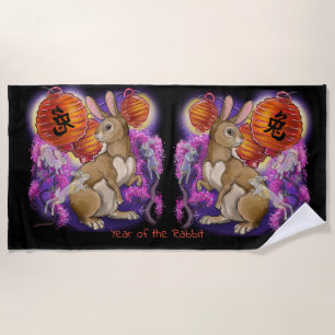Serviette De Plage année du Zodiaque chinois lapin