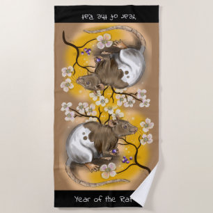 Serviette De Plage Année du zodiaque de Chinois de rat
