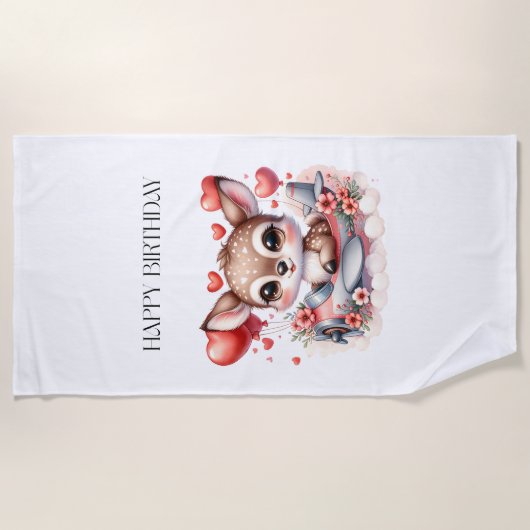 Serviette De Plage Anniversaire de Deer Pilot (Devant)