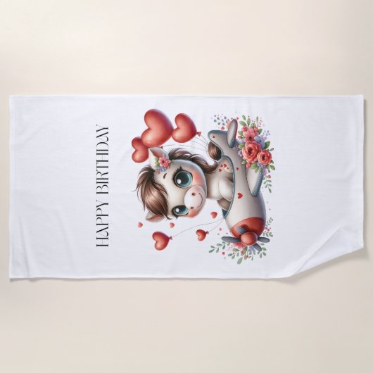 Serviette De Plage Anniversaire de Pony Pilot (Devant)