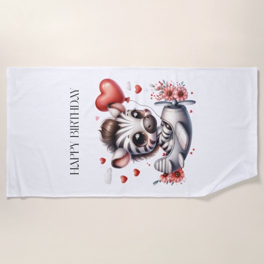Serviette De Plage Anniversaire de Zebra Pilot (Devant)