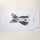 Serviette De Plage Anniversaire du Bulldog français (Devant)