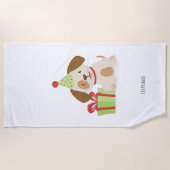Serviette De Plage Anniversaire du Chiot mignon (Devant)