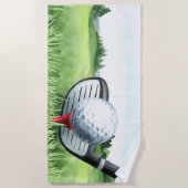 Serviette De Plage Anniversaire du golf (Devant)