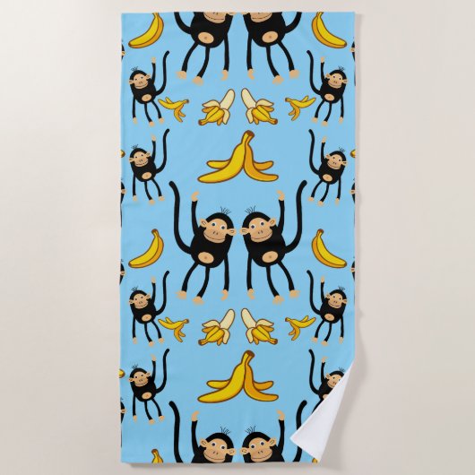 Serviette De Plage Anniversaire du Singe mignon (Devant)