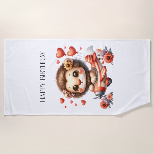 Serviette De Plage Anniversaire Lion Pilote (Devant)