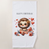 Serviette De Plage Anniversaire Lion Pilote (Devant)