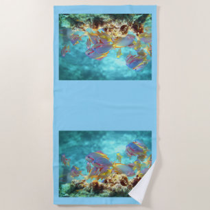 Serviette De Plage Anthias - École colorée de poissons à la barrière