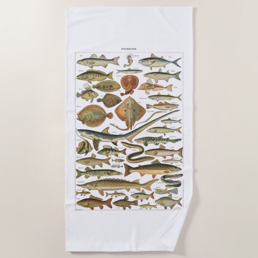 Serviette De Plage Antique fish chart crafter's (Devant)