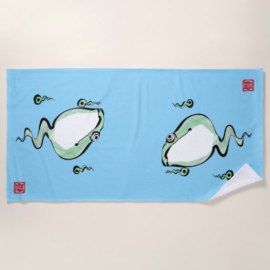 Serviette De Plage Antique Origine Histoire Grumpy Frog Japonais Toad (Devant)
