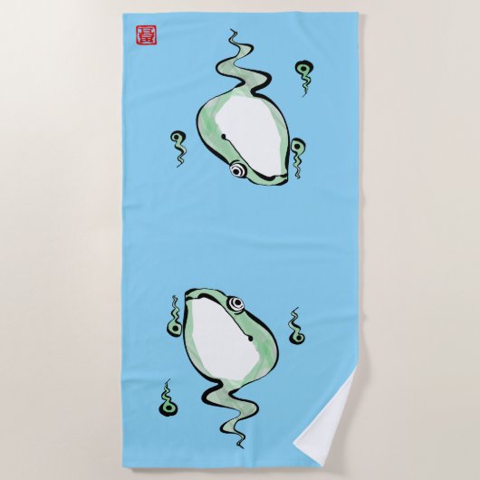 Serviette De Plage Antique Origine Histoire Grumpy Frog Japonais Toad (Devant)