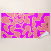 Serviette De Plage Apricot rose chaud Retro Fluide Art Personnalisé (Devant)