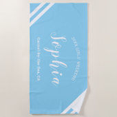 Serviette De Plage Aqua Blue Boys Girls Weekend Nom personnalisé (Devant)