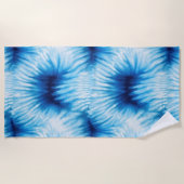 Serviette De Plage Aqua Blue White Tie Dye (Devant)