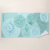 Serviette De Plage Aqua Cute Fish (Devant)