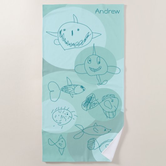 Serviette De Plage Aqua Cute Fish (Devant)