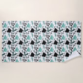 Serviette De Plage Aqua et noir ceintures design (Devant)