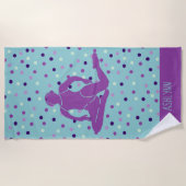 Serviette De Plage Aqua et Purple nage synchronisée Personnalisée (Devant)