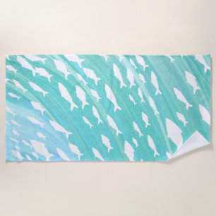 Serviette De Plage Aqua Ocean Fish Beach Motif