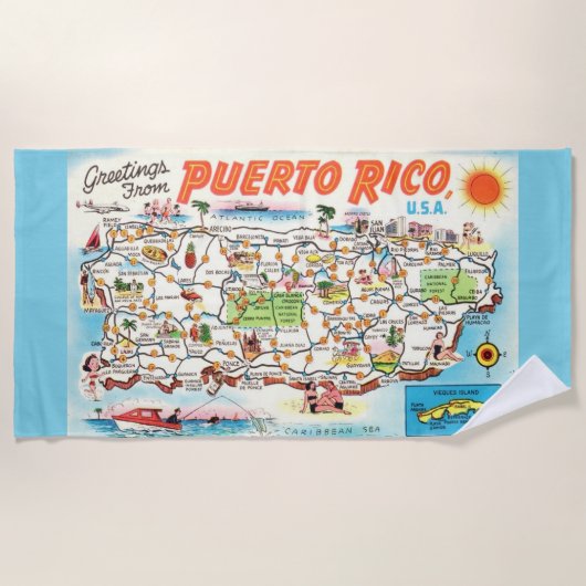 Serviette De Plage Aqua Porto Rico Salutations Beach Towel (Devant)