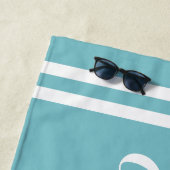 Serviette De Plage Aqua Stripe Filles Weekend Monogramme (En situation)