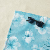 Serviette De Plage Aqua tropical Orchidées blanches Hibiscus Floral (En situation)