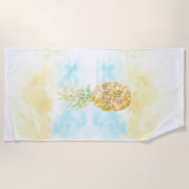 Serviette De Plage Aqua Yellow Pineappé Gold Dream (Devant)