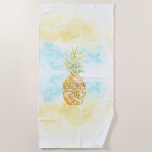 Serviette De Plage Aqua Yellow Pineappé Gold Dream (Devant)