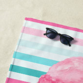 Serviette De Plage Aquarelle 3 crème glacée Scoop Personnalisée (En situation)