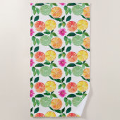 Serviette De Plage Aquarelle Agrumes Fruit Floral Botanique (Devant)