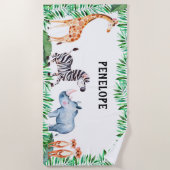 Serviette De Plage Aquarelle animale personnalisée de safari (Devant)