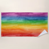 Serviette De Plage Aquarelle arc-en-ciel (Devant)