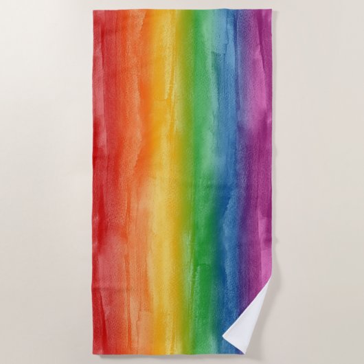 Serviette De Plage Aquarelle arc-en-ciel (Devant)