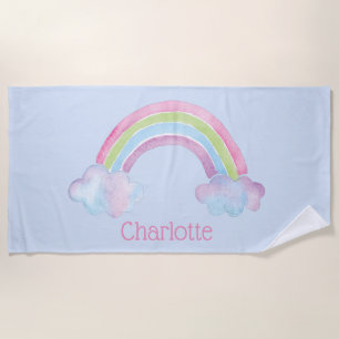 Serviette De Plage Aquarelle arc-en-ciel Enfants personnalisés