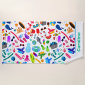 Serviette De Plage Aquarelle arc-en-ciel Motif pour enfants (Devant)