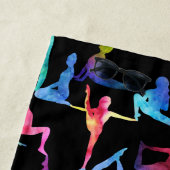 Serviette De Plage Aquarelle arc-en-ciel Yoga Pots (En situation)
