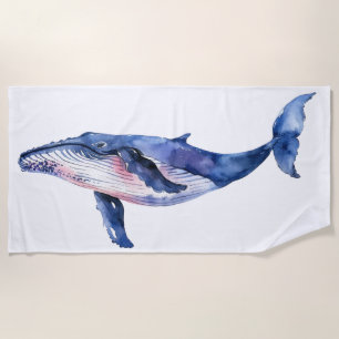 Serviette De Plage Aquarelle Baleine