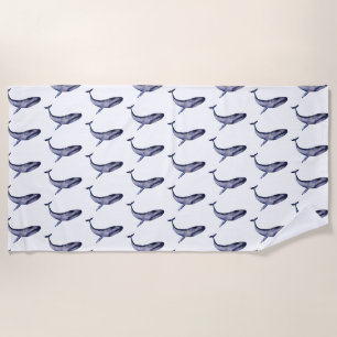 Serviette De Plage Aquarelle Baleine bleue