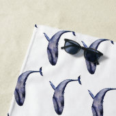 Serviette De Plage Aquarelle Baleine bleue (En situation)