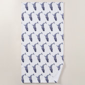 Serviette De Plage Aquarelle Baleine bleue (Devant)
