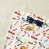 Serviette De Plage Aquarelle BBQ nourriture, boissons et desserts Mot (En situation)