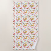 Serviette De Plage Aquarelle BBQ nourriture, boissons et desserts Mot (Devant)