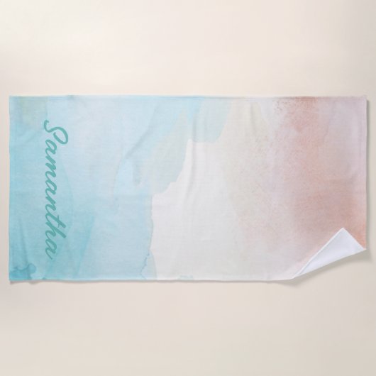 Serviette De Plage Aquarelle Beach Sable Monogram Beach Towne (Devant)