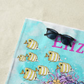 Serviette De Plage Aquarelle Belle Petite Sirène Brown (En situation)